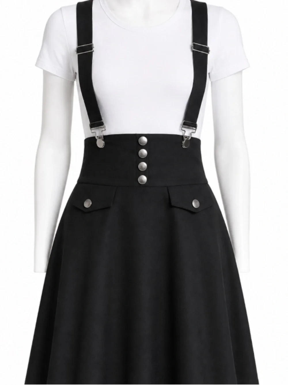 Hot topic black high waist bow & suspenders